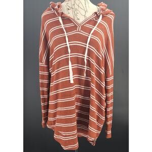 Market & Spruce Stitch Fix Brushed knit hoodie Brown & White top Size 1x casual